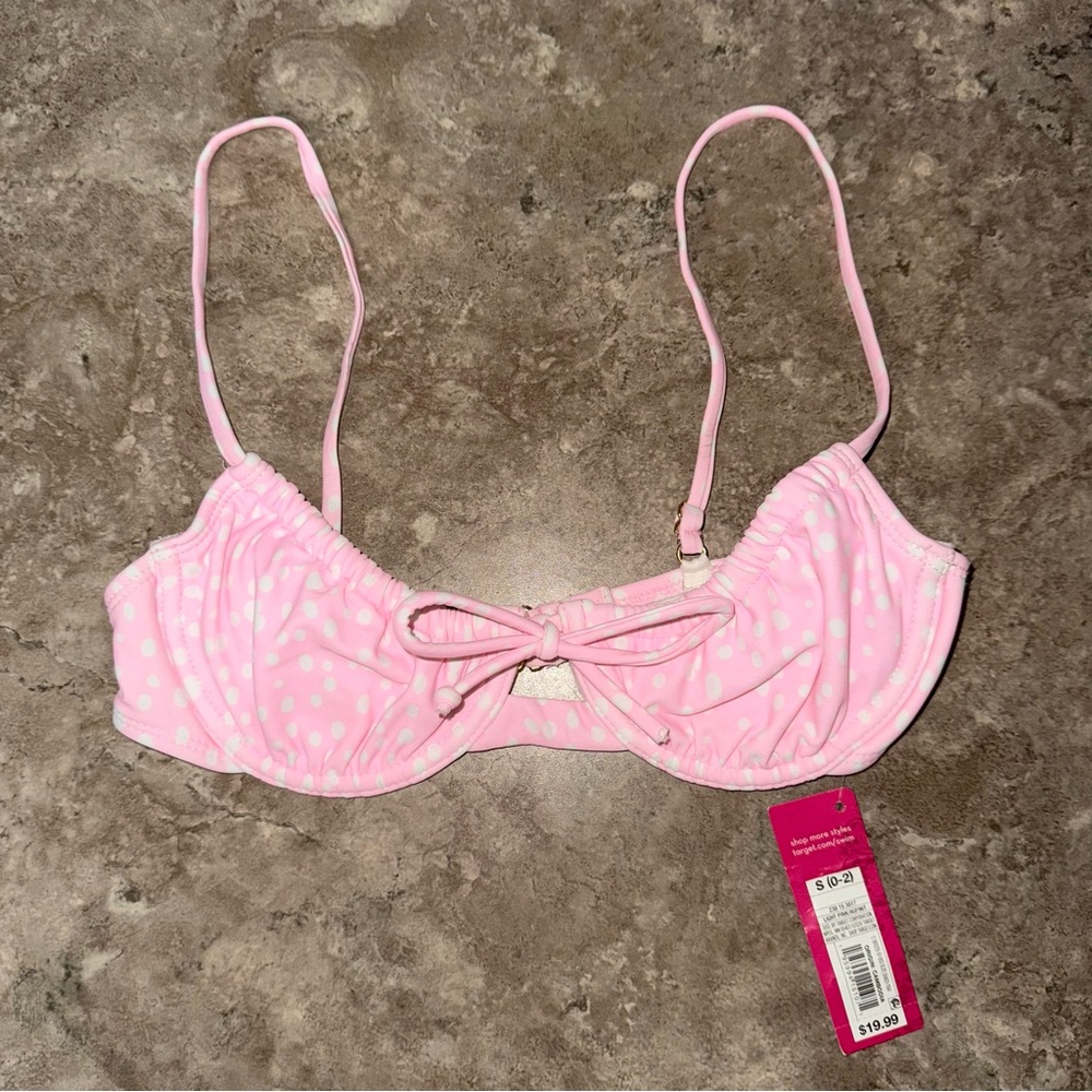 BNWT - Pink and White Polkadot Bikini Top